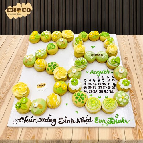 Bánh su kem sinh nhật xếp chữ