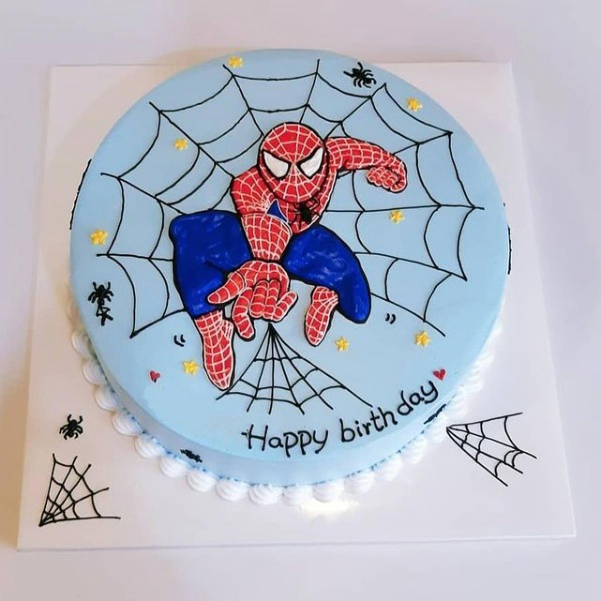 Bánh sinh nhật cho bé trai - Bánh kem sữa trang trí đồ chơi người nhện,spiderman  mẫu 3 - Tiny Pretty Cake
